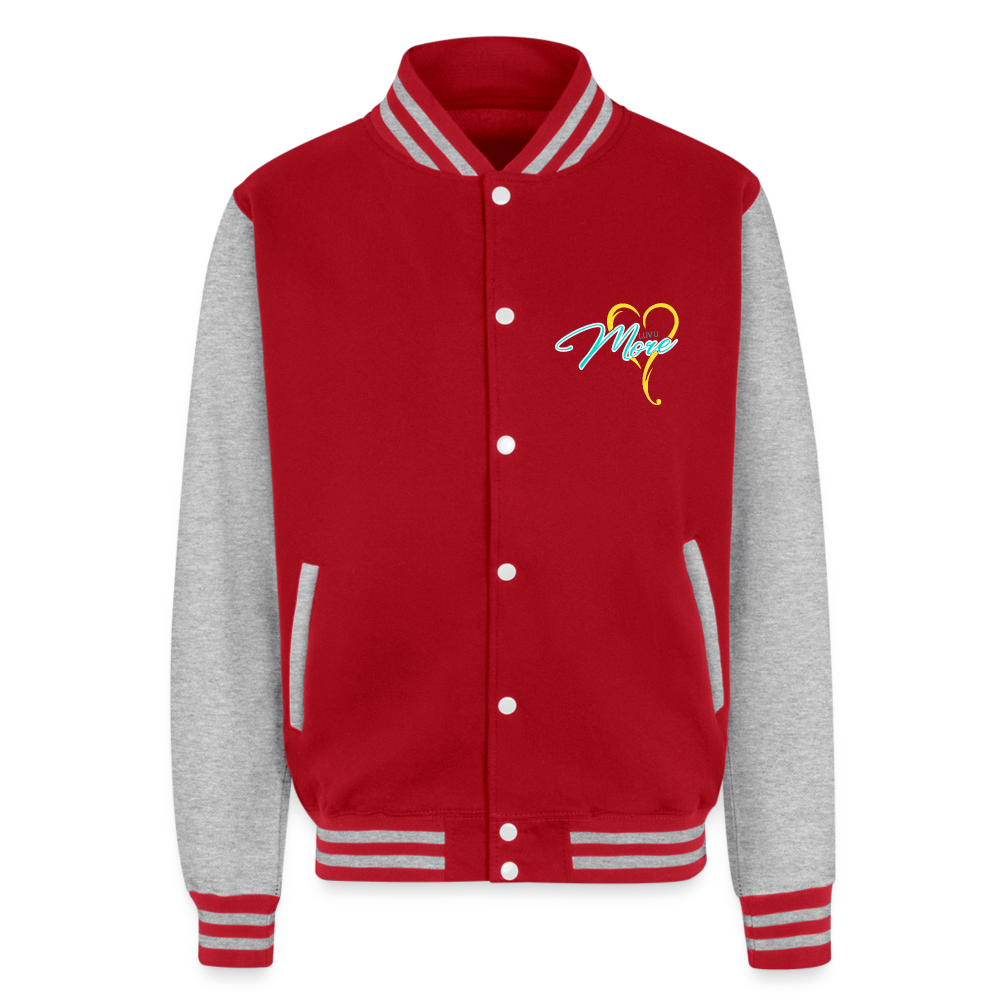 Just Hoods Heavyweight Letterman Jacket - red/heather grey