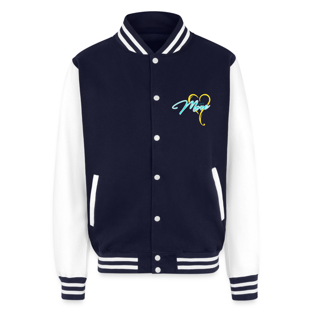 Just Hoods Heavyweight Letterman Jacket - navy/white